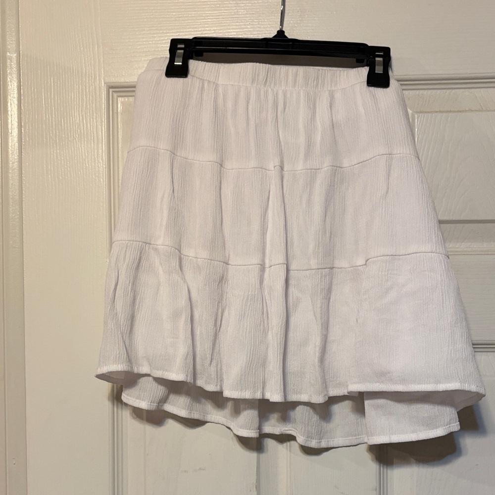No Boundaries White Tiered A-Line Skirt